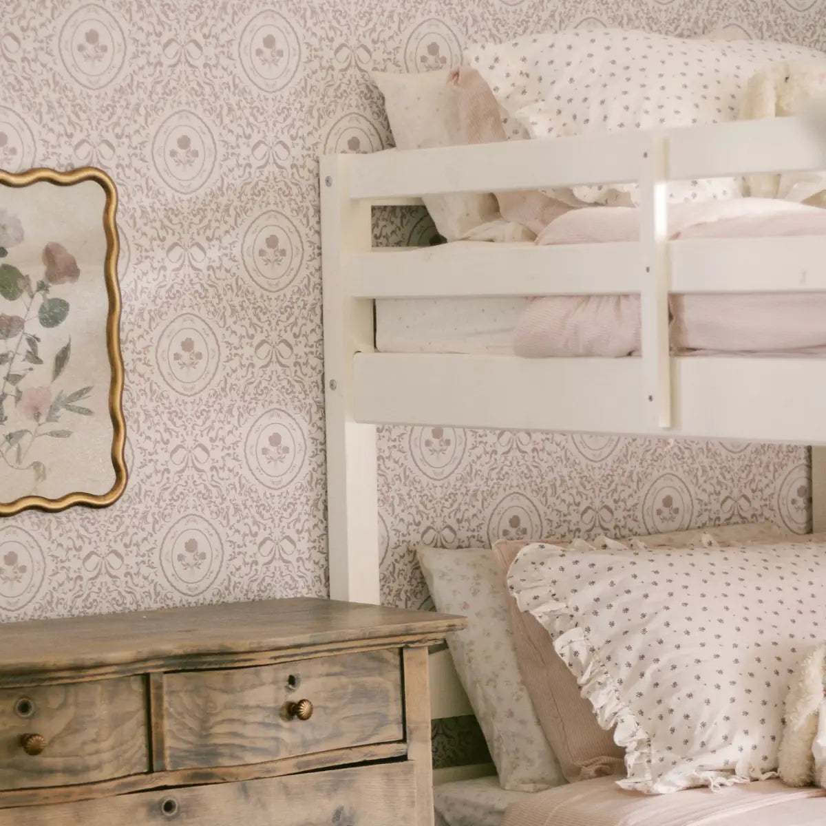 Louise Wallpaper - Framed Flowers and Bows - by Ali Anni - Loomwell Home Goods