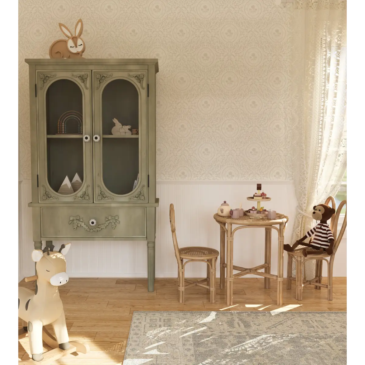Louise Wallpaper - Framed Flowers and Bows - by Ali Anni - Loomwell Home Goods