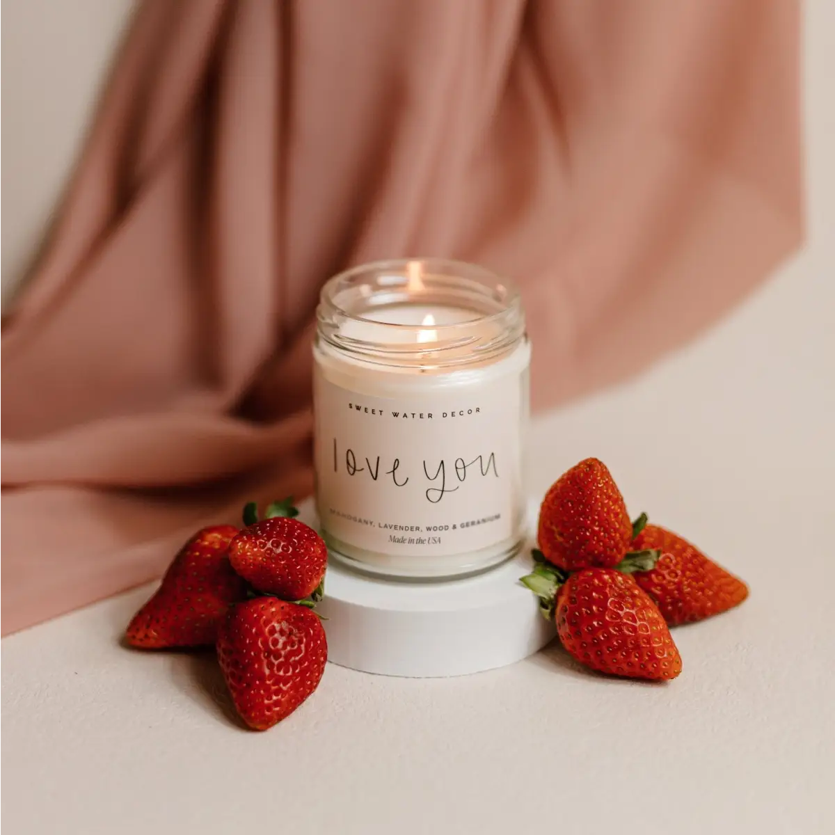 Love You Soy Candle - Clear Jar - 9 oz - Sweet Water Decor