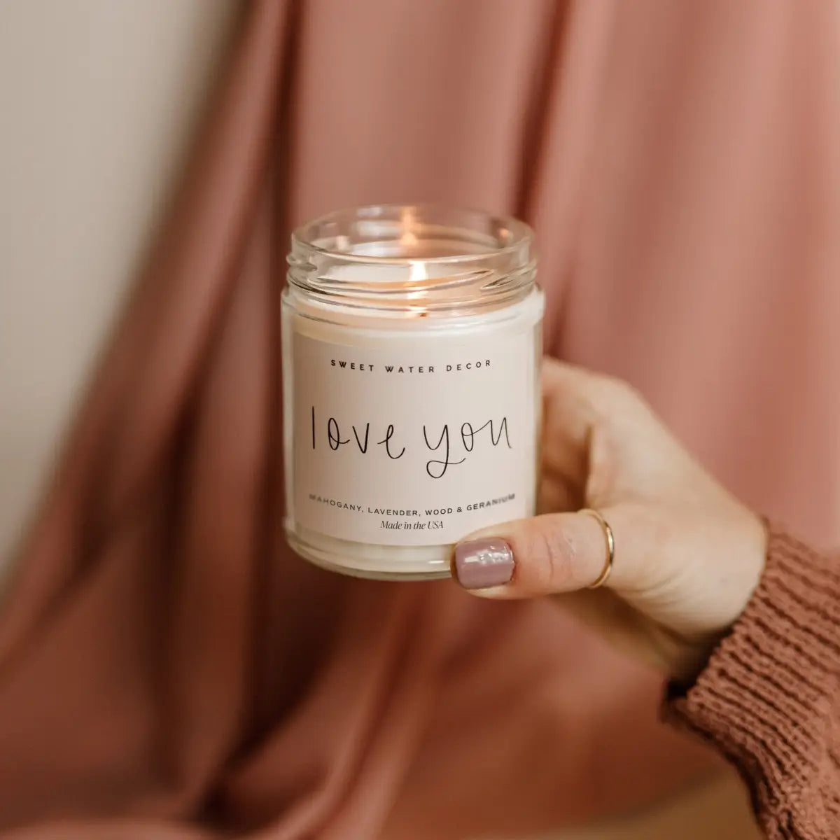 Love You Soy Candle - Clear Jar - 9 oz - Sweet Water Decor