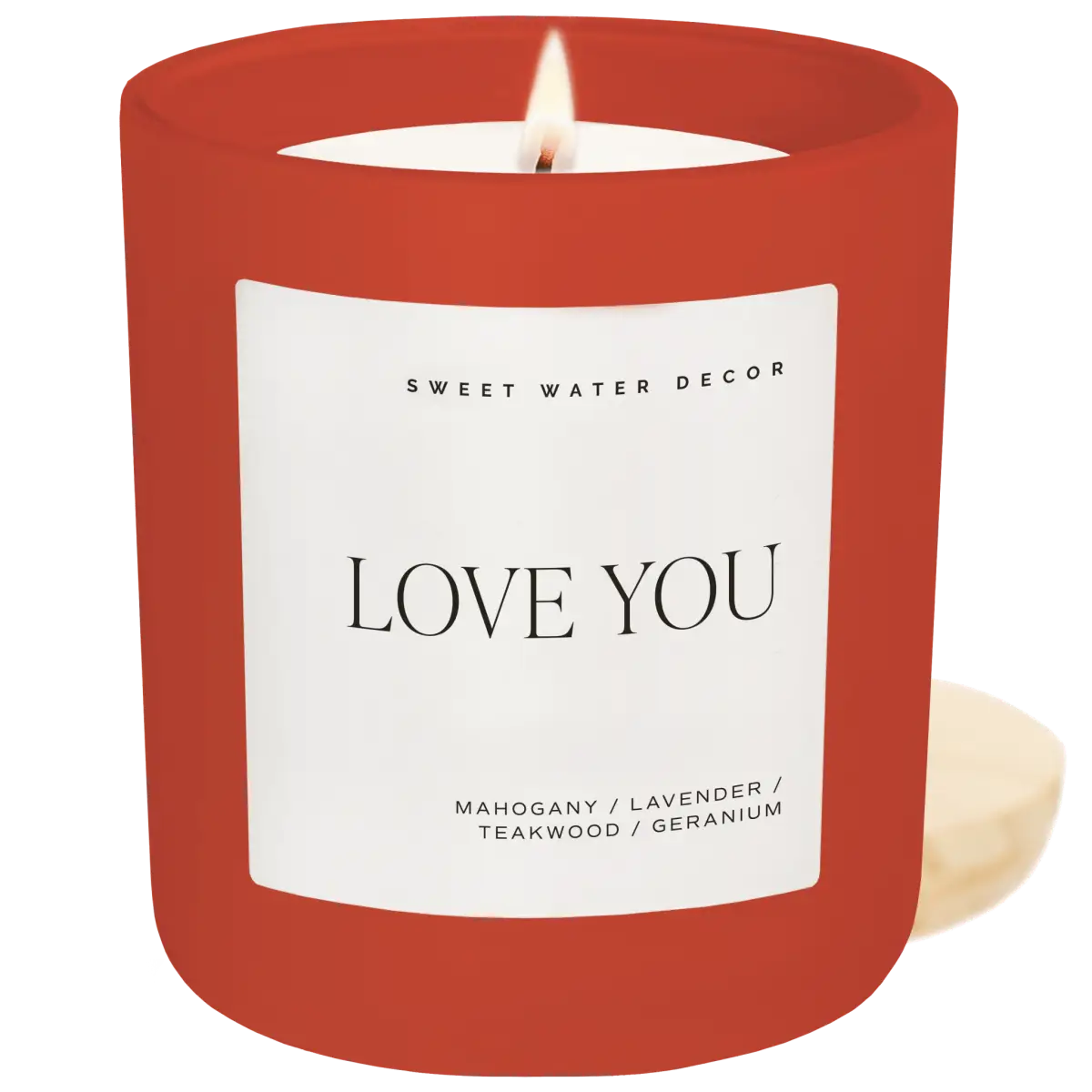 Love You Soy Candle - Red Matte Jar - 15 oz - Sweet Water Decor