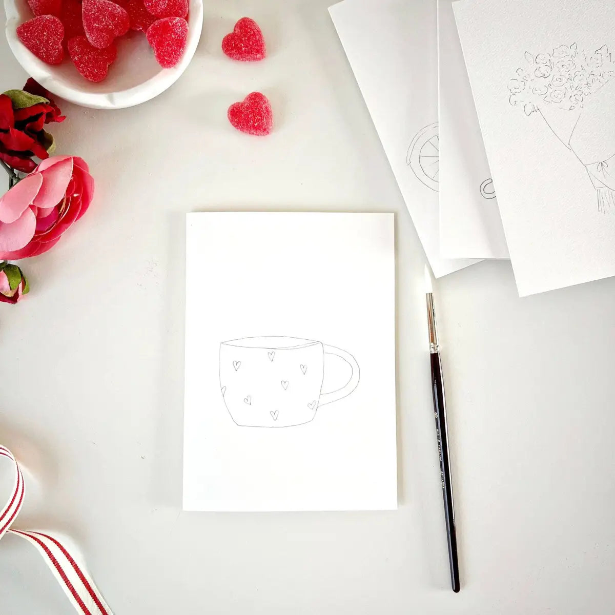 Love Sweet Love Paintable Notecard Set of 8 - emily lex studio