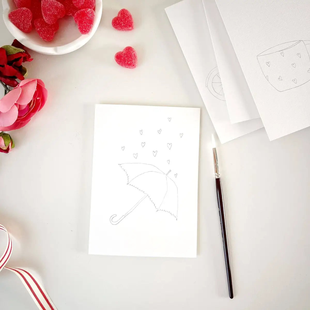 Love Sweet Love Paintable Notecard Set of 8 - emily lex studio