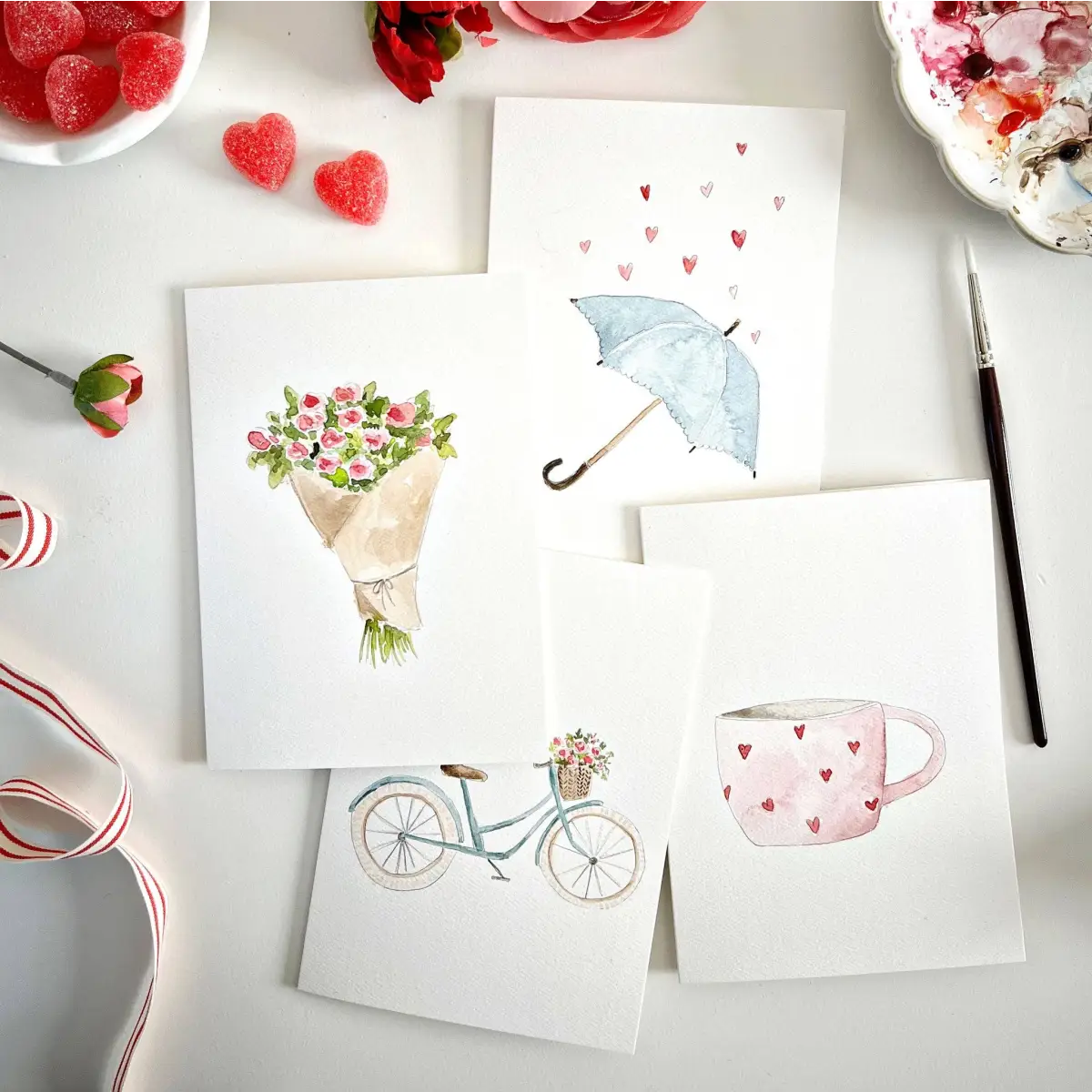 Love Sweet Love Paintable Notecard Set of 8 - emily lex studio