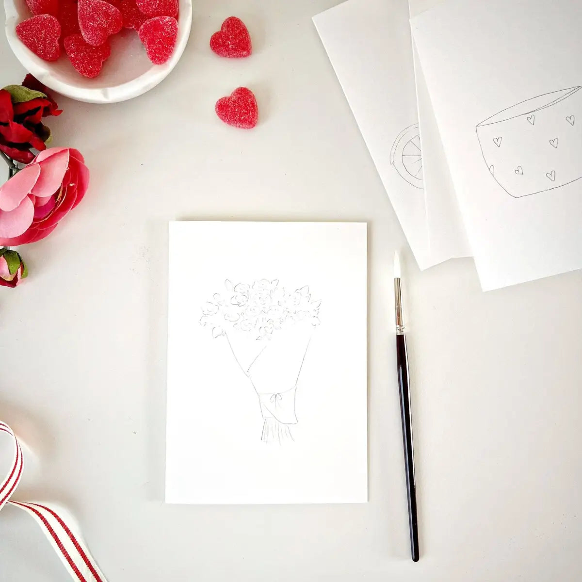 Love Sweet Love Paintable Notecard Set of 8 - emily lex studio