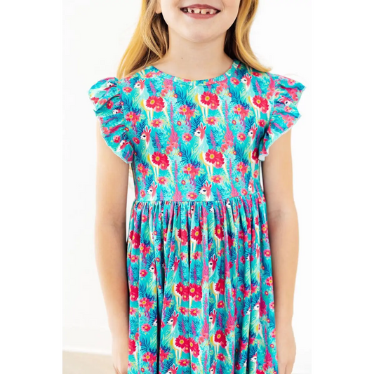 Flutter Sleeve Twirl Dress - Lovely Llamas - 6-12M - Mila & Rose ®