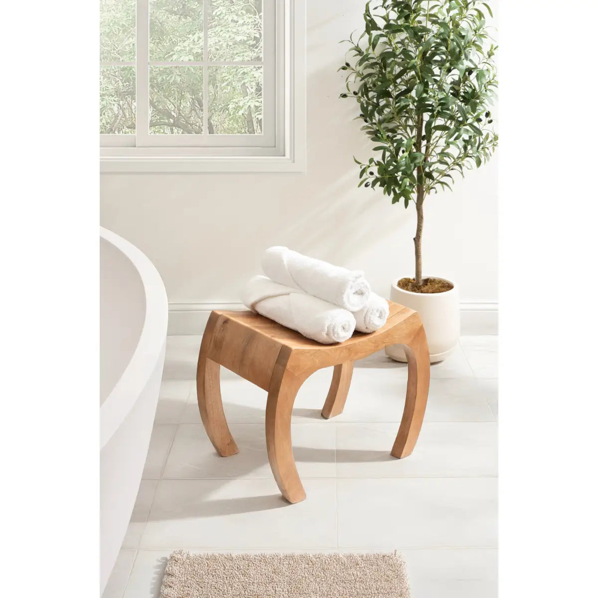 Loviisa Modern Wood Ottoman and Stool - kateandlaurel