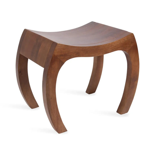 Loviisa Modern Wood Ottoman and Stool - Walnut Brown - kateandlaurel