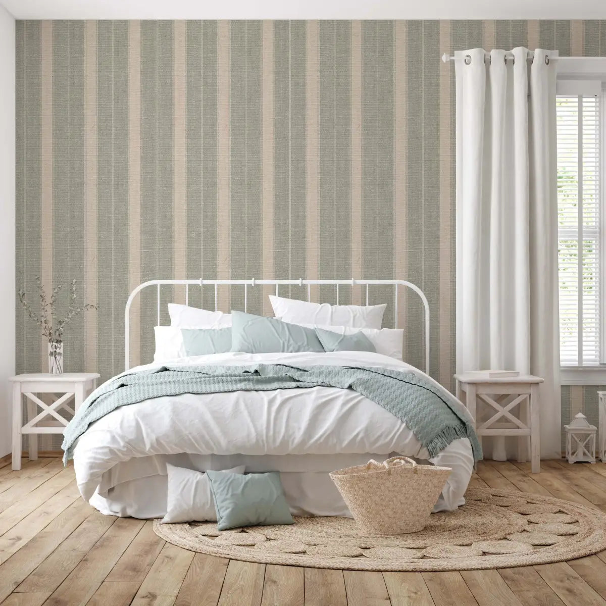 Lowen Wallpaper - French Linen Stripe - Loomwell Home Goods