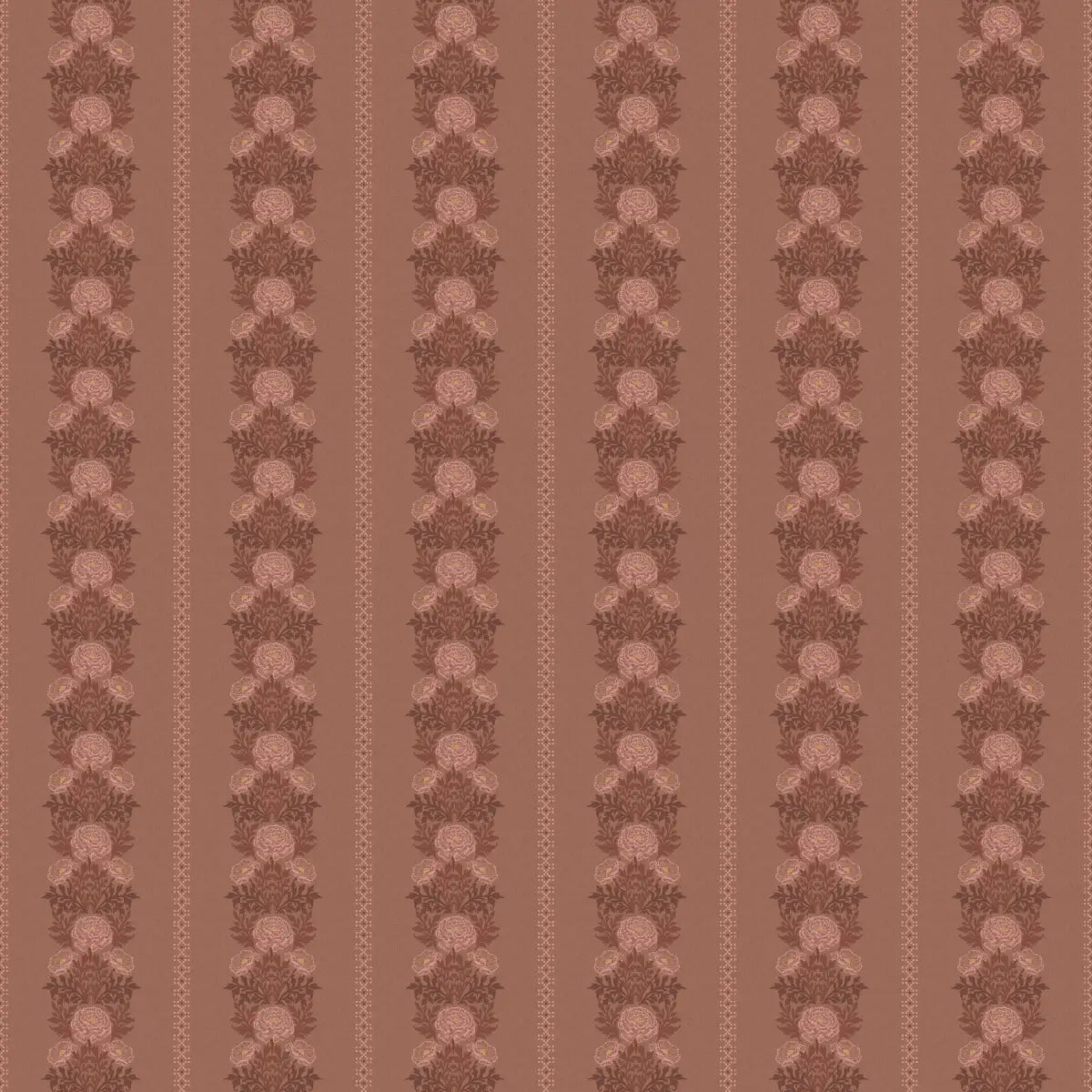 Lucia Wallpaper - Lacy Floral Stripe - by Yorkville Studio - Sample 1 foot by 1 foot / Brown - Loomwell Home Goods