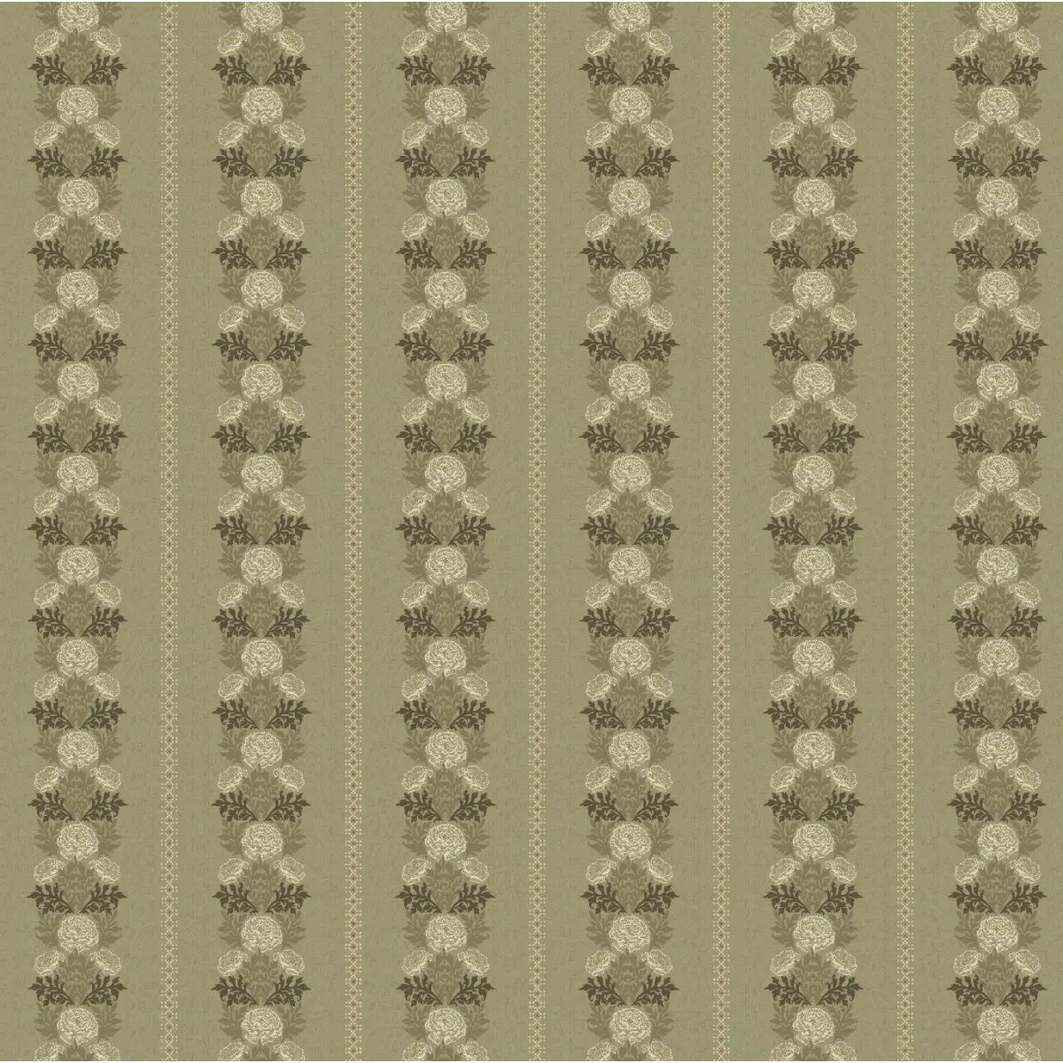 Lucia Wallpaper - Lacy Floral Stripe - by Yorkville Studio - Sample 1 foot by 1 foot / Olive - Loomwell Home Goods
