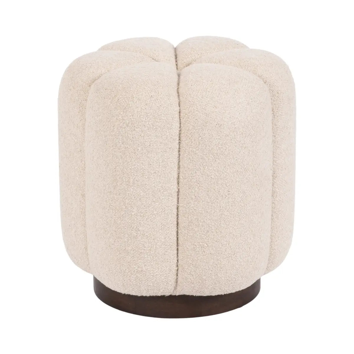 Lucida Round Tufted Ottoman Fabric and Wood - kateandlaurel