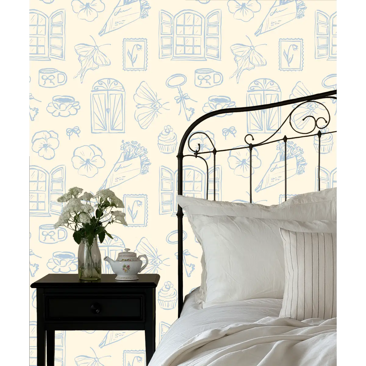 Lucille Wallpaper - Whimsical Line Drawings - Peel and Stick - Loomwell Home Goods