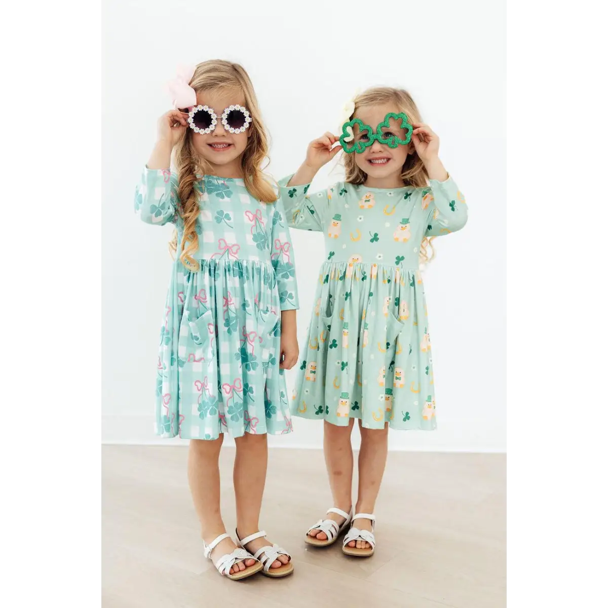 Pocket Twirl Dress - Lucky Duck - St Patrick’s Day - 3/4 Sleeve - Mila & Rose ®