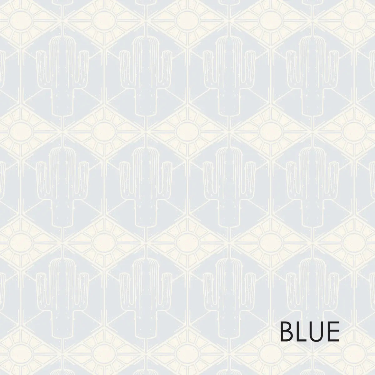 Luke Wallpaper - Geometric Cactus and Sun - by Erin Silliman Designs - Sample 1 foot by 1 foot / Blue - Loomwell Home