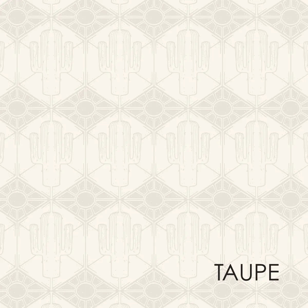 Luke Wallpaper - Geometric Cactus and Sun - by Erin Silliman Designs - Sample 1 foot by 1 foot / Taupe - Loomwell Home
