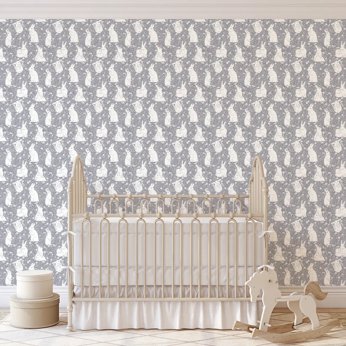 Lulu Wallpaper - Playful Bunnies - by Elfi Yang - Loomwell Home Goods