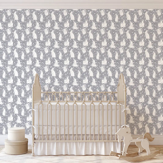 Lulu Wallpaper - Playful Bunnies - by Elfi Yang - Loomwell Home Goods