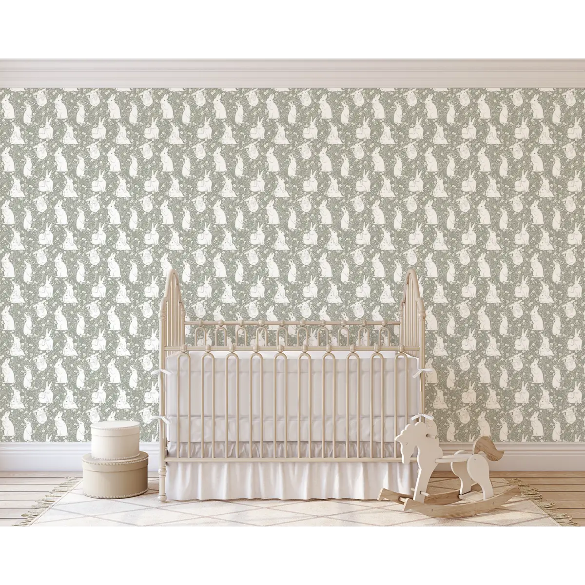 Lulu Wallpaper - Playful Bunnies - by Elfi Yang - Loomwell Home Goods