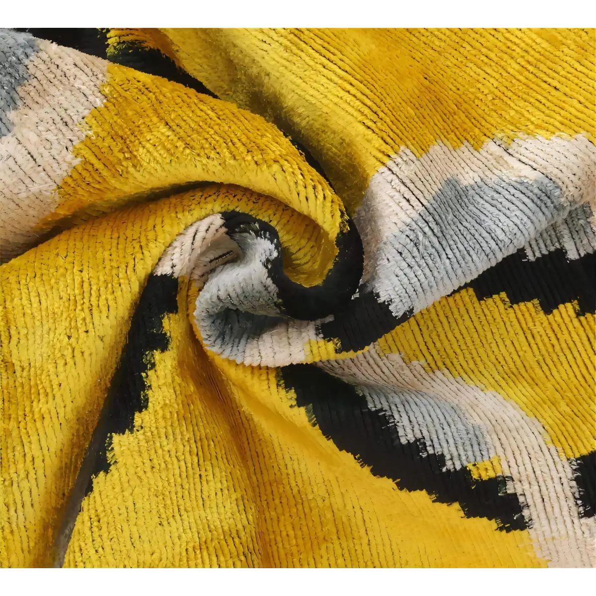 Luxurious 16x16 Silk Velvet Geometric Throw Pillow in Yellow and Gray – Down Feather Insert - Canvello