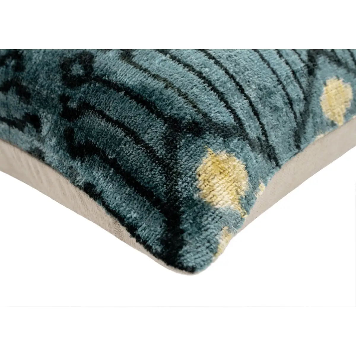 Luxurious 16x24 Handmade Ikat Silk Velvet Pillow with Premium Down Feather Insert by Canvello – Striking Vegetable Dyed