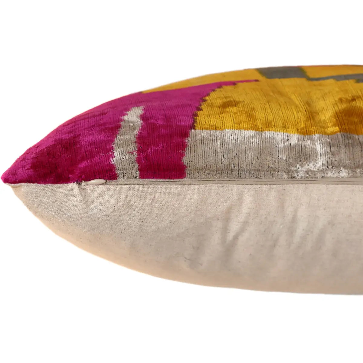 Luxury Abstract Silk Velvet Pillow 20x20 in Handmade Geometric Accent Cushion - Canvello