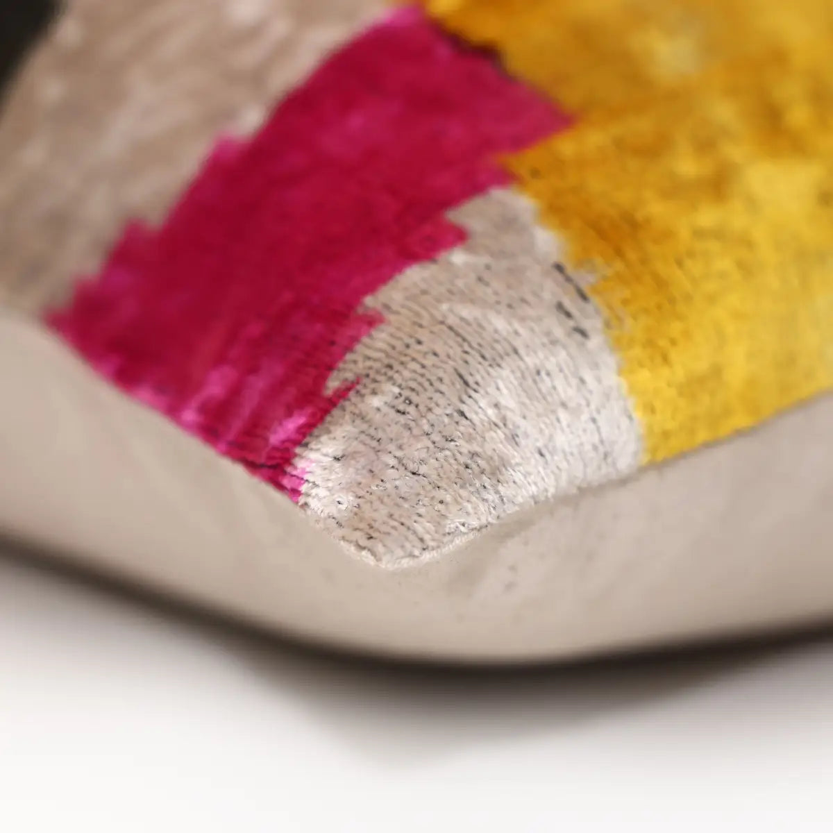 Luxury Abstract Silk Velvet Pillow 20x20 in Handmade Geometric Accent Cushion - Canvello