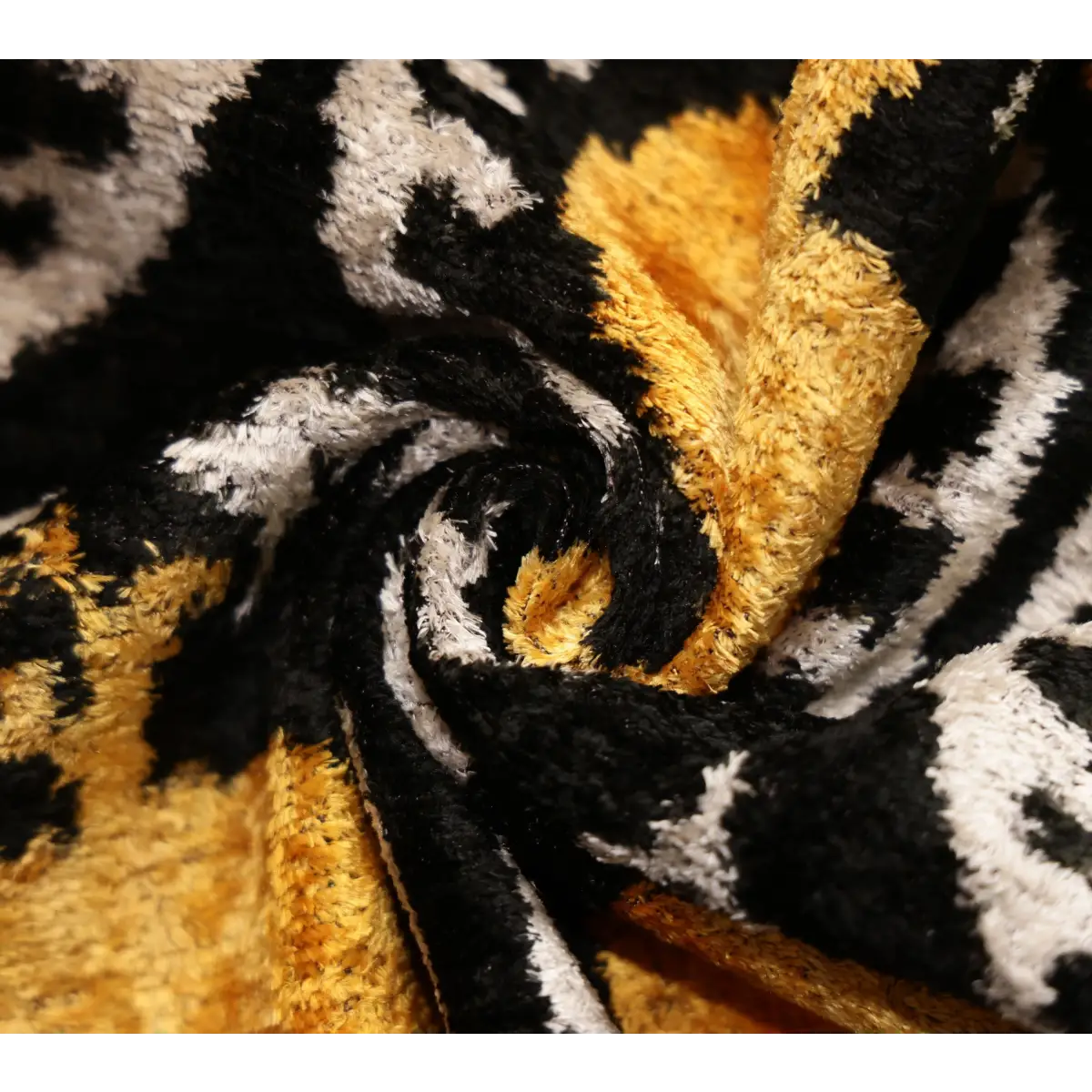 Luxury Black and Gold Silk Velvet Ikat Lumbar Pillow 16x24 Inch with Down Insert - Canvello