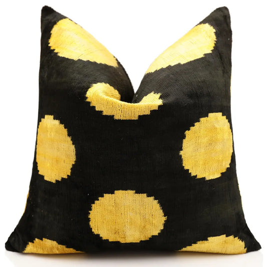 Luxury Black & Gold Silk Velvet Pillow 20x20 Inch - Handmade - Canvello