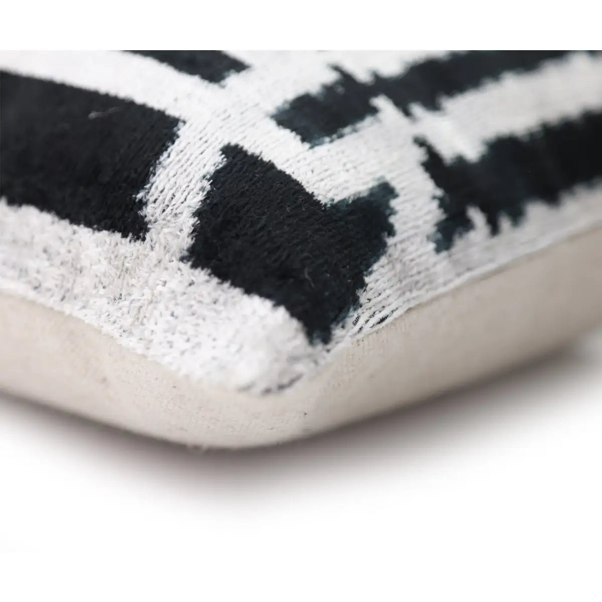 Luxury Velvet Pillow - Modern Black & White 16x24 – Handmade Silk Lumbar Cushion - Canvello