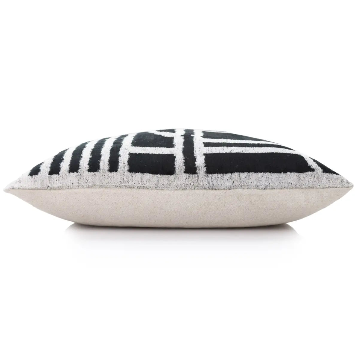 Luxury Velvet Pillow - Modern Black & White 16x24 – Handmade Silk Lumbar Cushion - Canvello