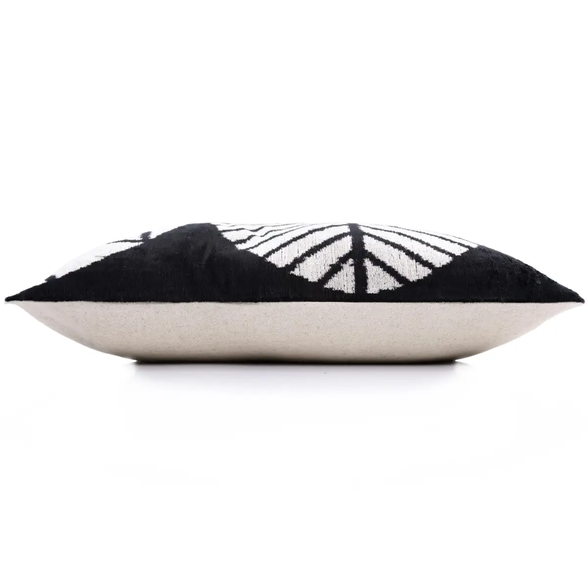 Luxury Black & White Silk Velvet Throw Pillow 16x24 – Handmade Geometric Designer Lumbar - Canvello