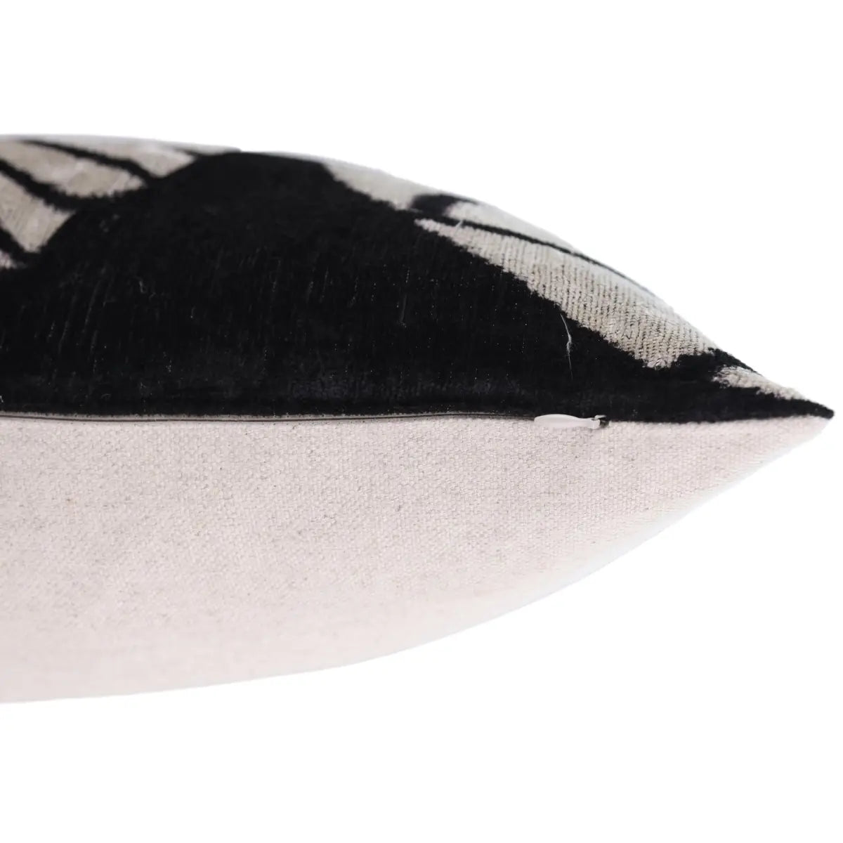 Luxury Black & White Silk Velvet Throw Pillow 16x24 – Handmade Geometric Designer Lumbar - Canvello