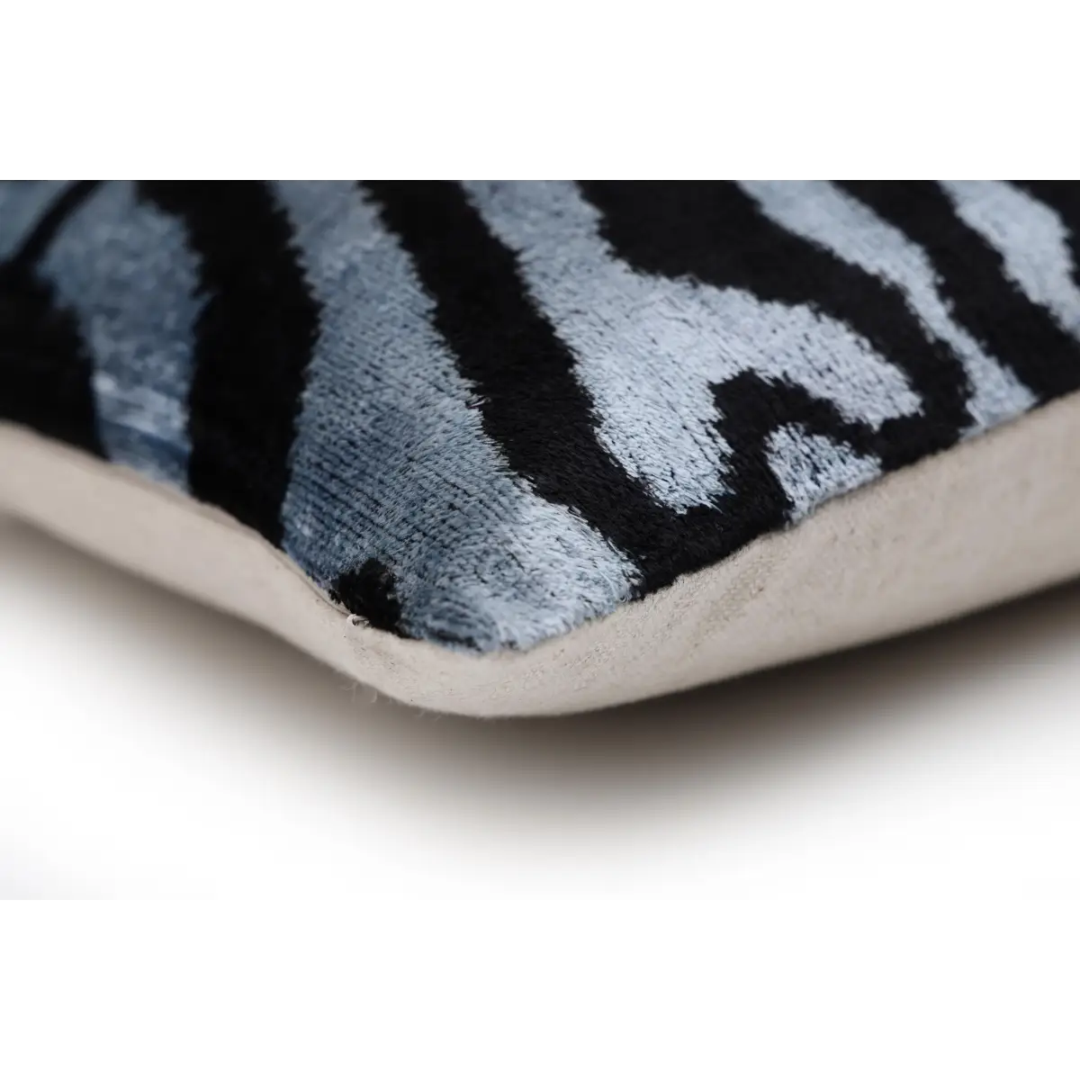 Luxury Blue Black Silk Velvet Throw Pillow 16x16 - Canvello