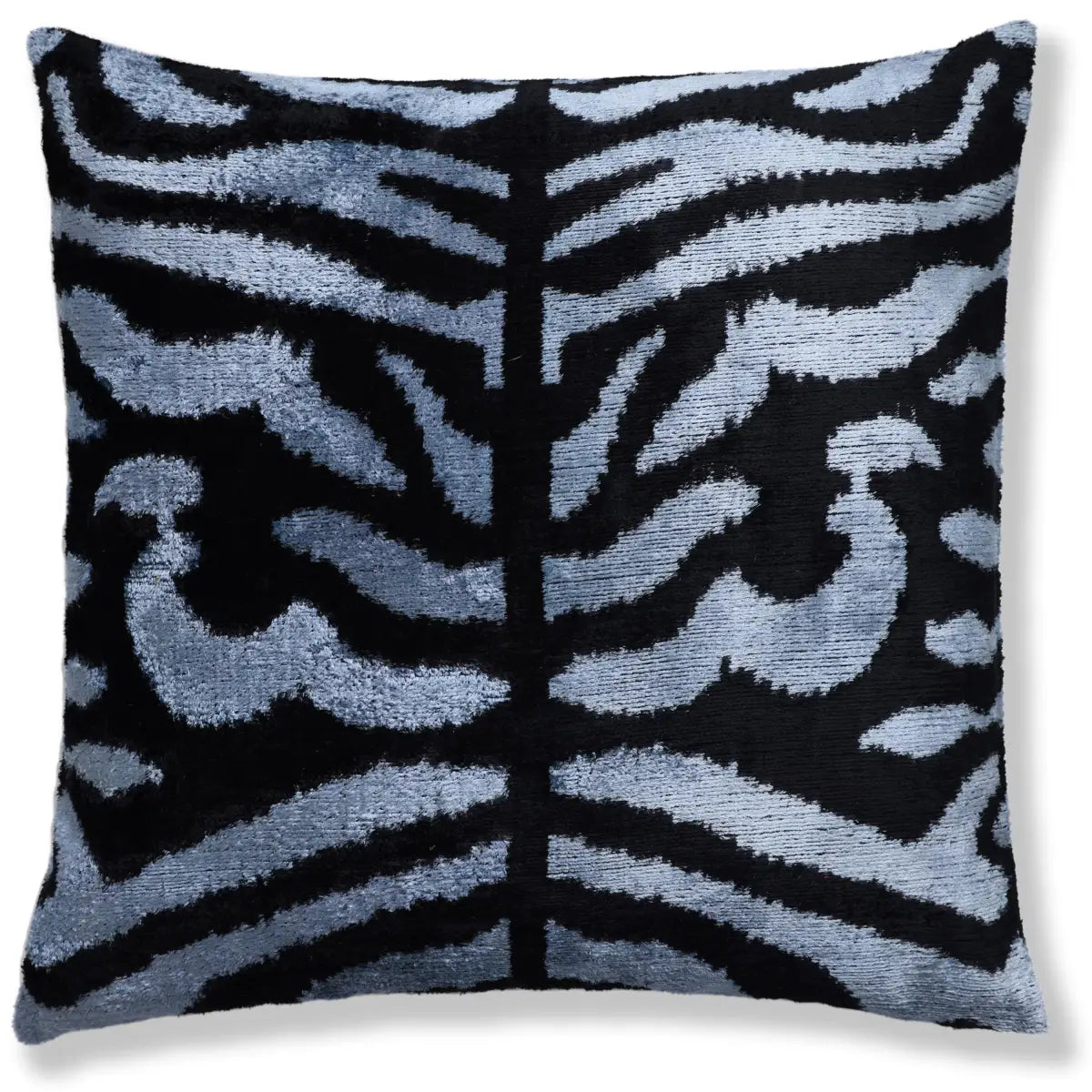 Luxury Blue Black Silk Velvet Throw Pillow 16x16 - Canvello