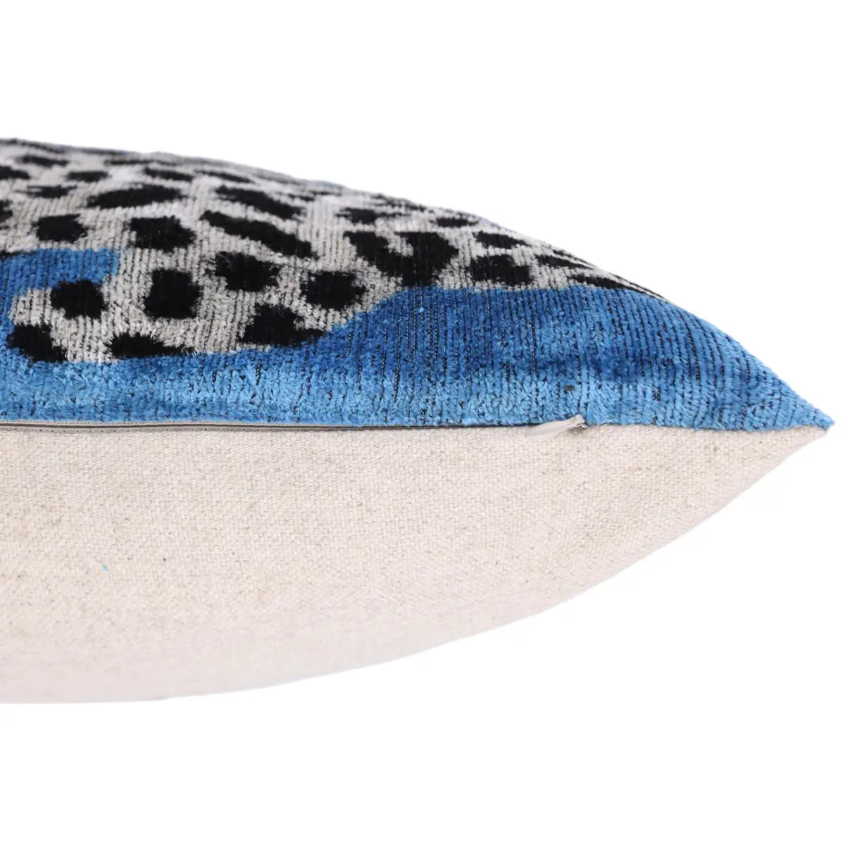 Luxury Blue Leopard Velvet Pillow 16x24 – Handmade Silk Lumbar Cushion with Bold Animal Print - Canvello