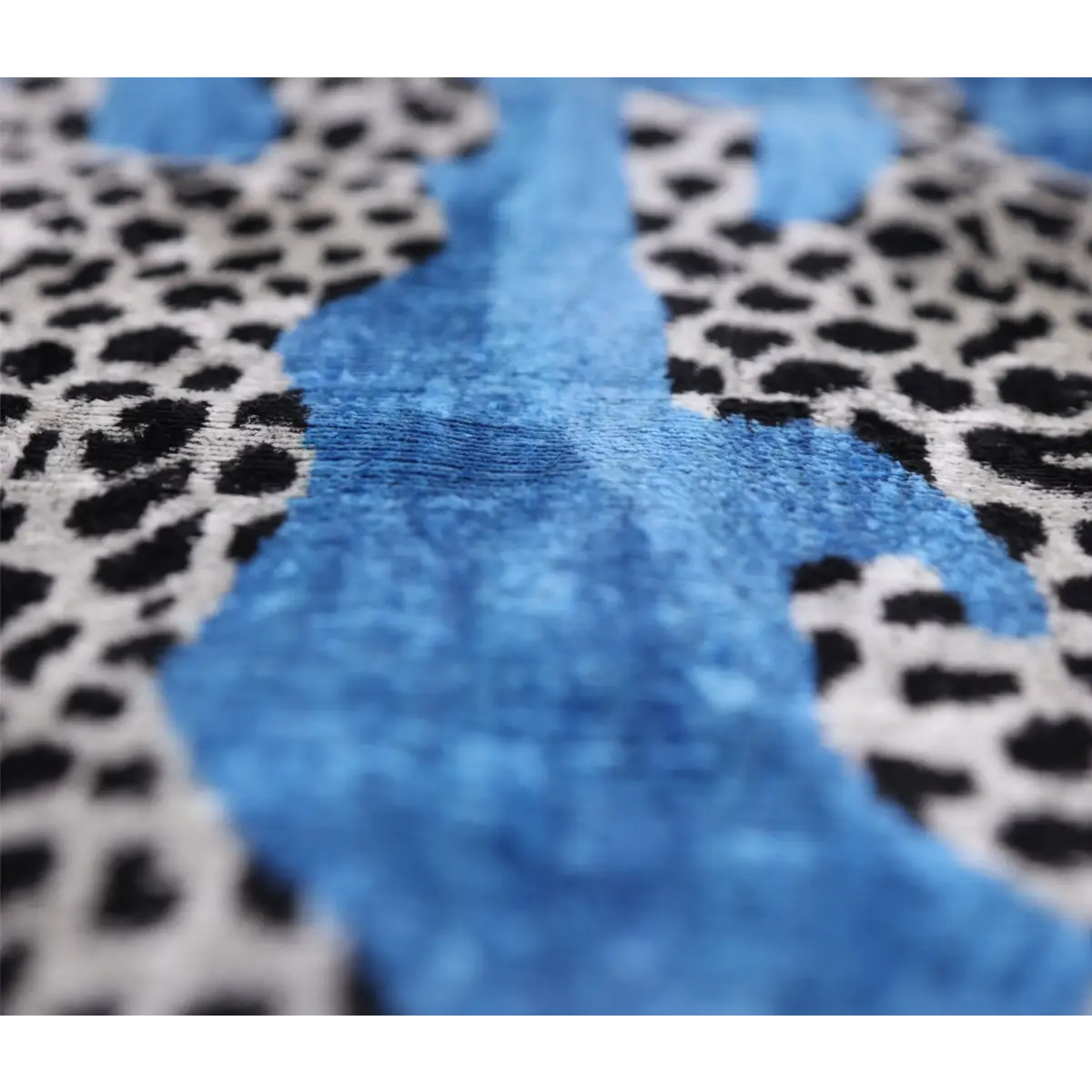 Luxury Blue Leopard Velvet Pillow 16x24 – Handmade Silk Lumbar Cushion with Bold Animal Print - Canvello