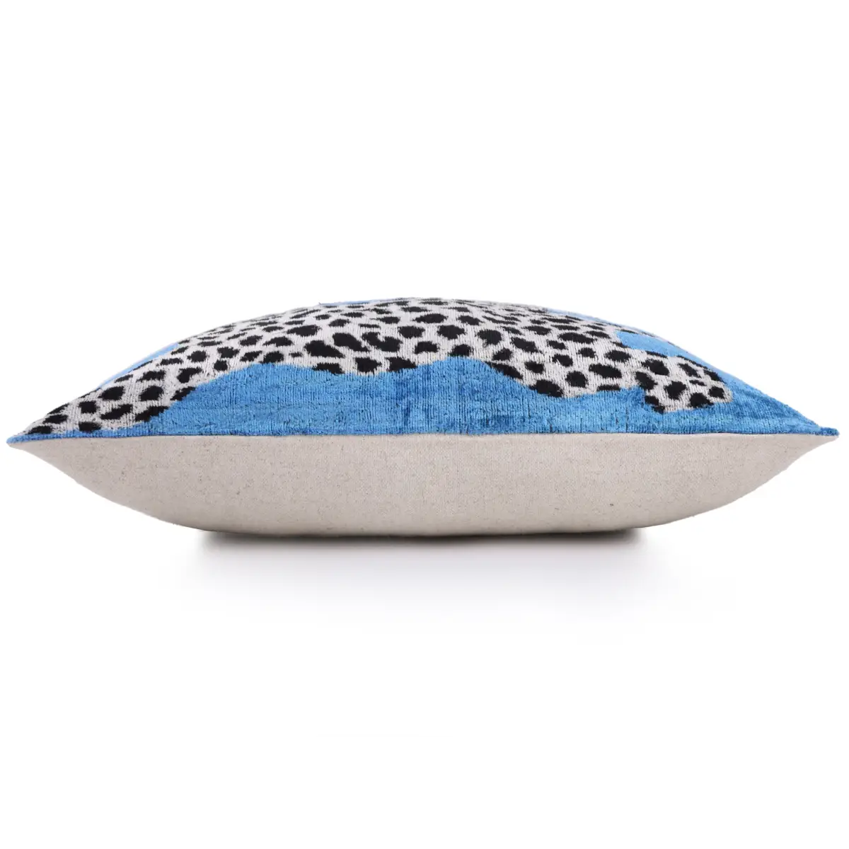 Luxury Blue Leopard Velvet Pillow 16x24 – Handmade Silk Lumbar Cushion with Bold Animal Print - Canvello