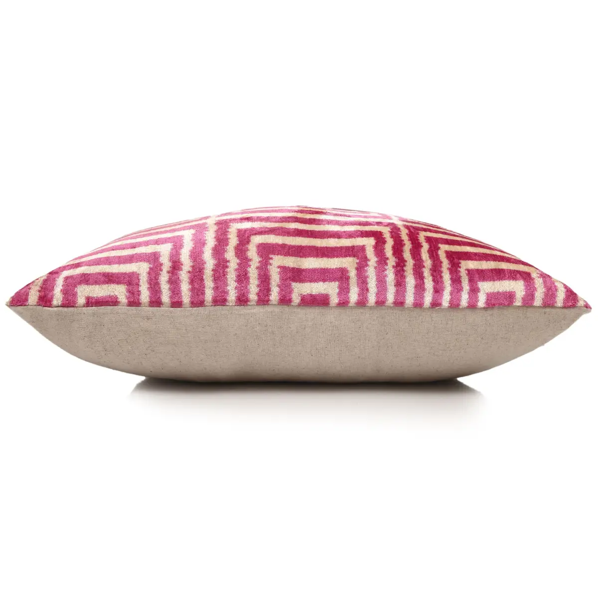 Luxury Blush Pink and Cream Silk Velvet Geometric Ikat Lumbar Pillow 16x24 Inch with Down Insert - Canvello