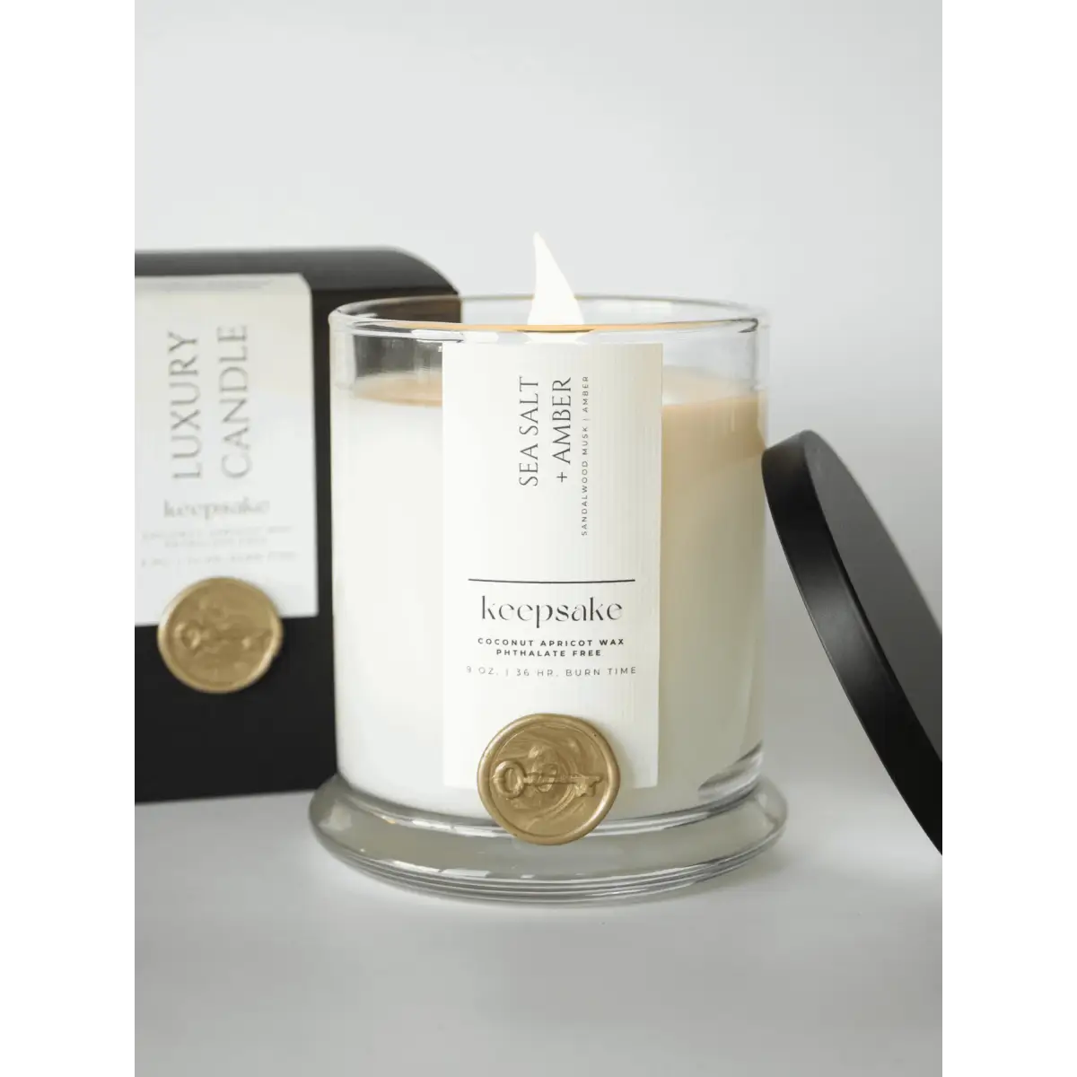 Luxury Candle - Sea Salt + Amber - Keepsake Candle | Curated