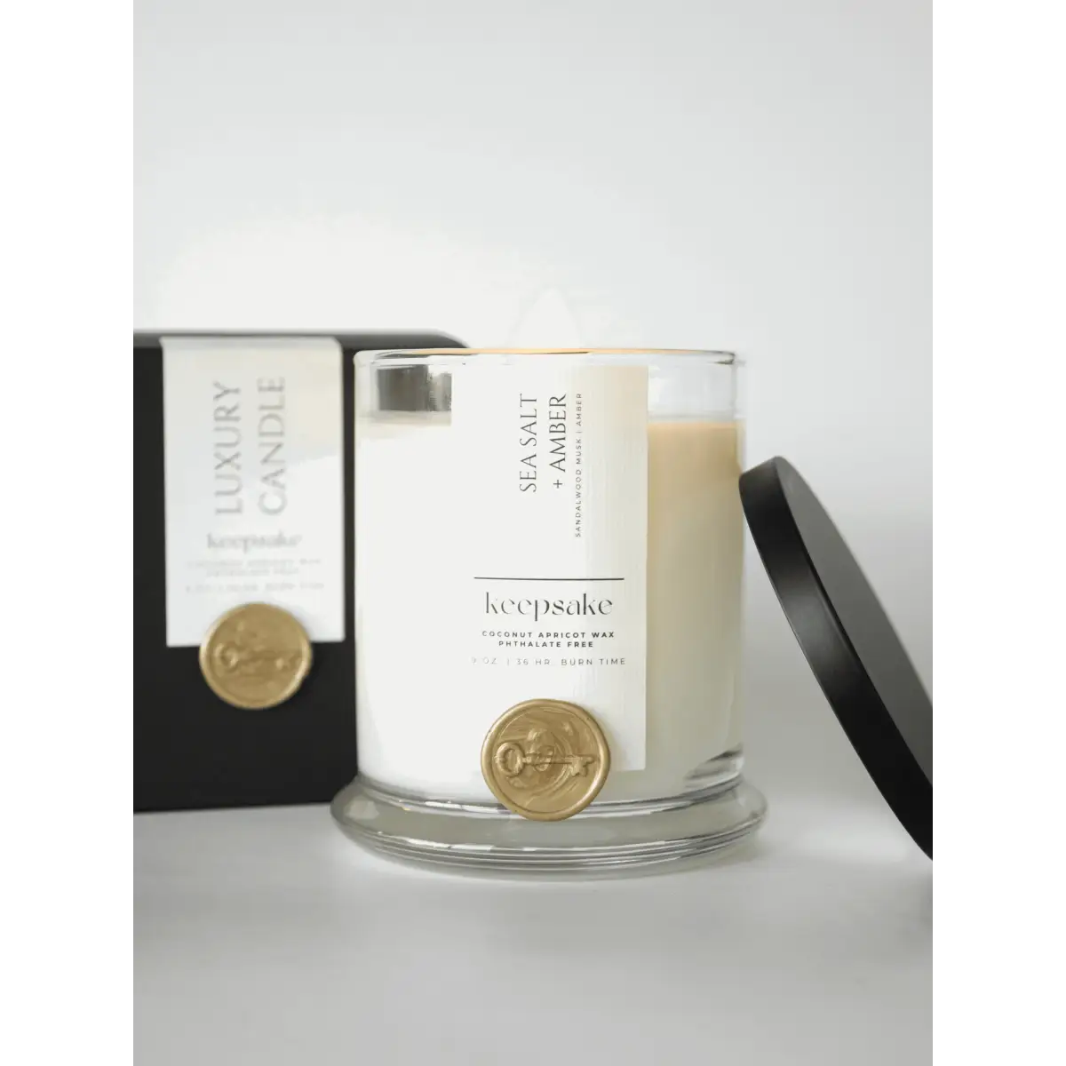 Luxury Candle - Sea Salt + Amber - Keepsake Candle | Curated