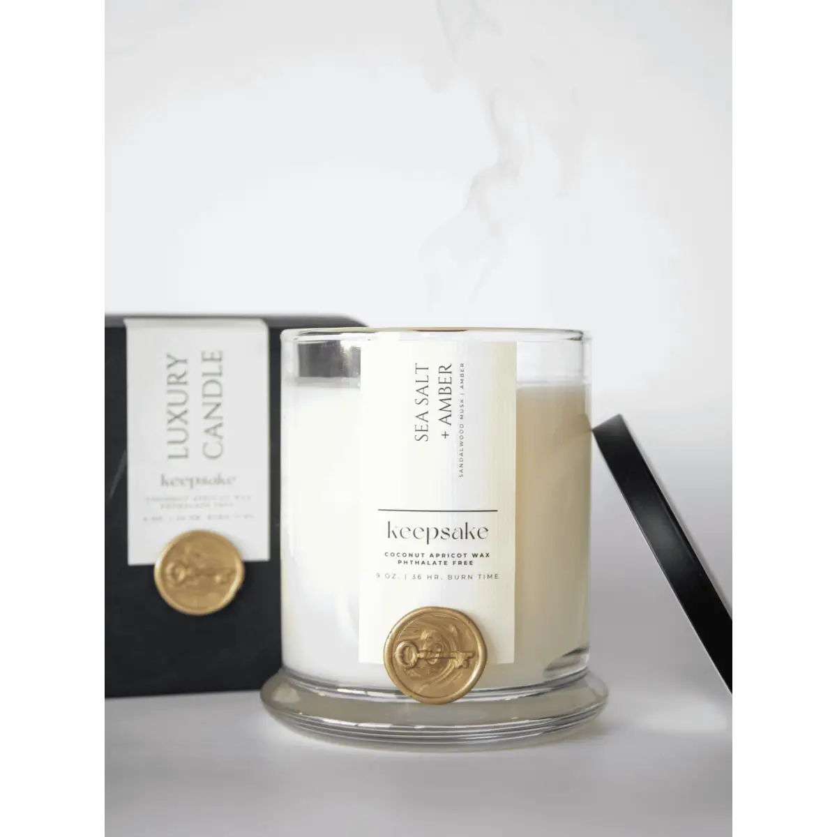 Luxury Candle - Sea Salt + Amber - Keepsake Candle | Curated