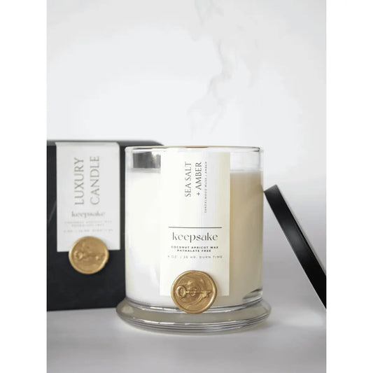 Luxury Candle - Sea Salt + Amber - Keepsake Candle | Curated