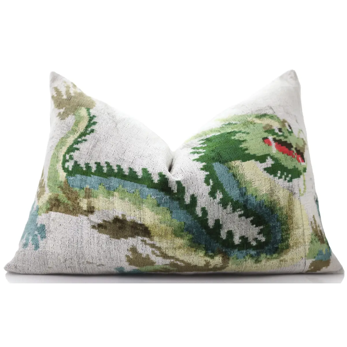 Luxury Dragon Silk Velvet Pillow 16x24 – Handmade Artisan Lumbar Cushion - Canvello