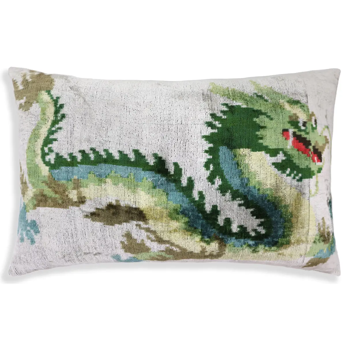 Luxury Dragon Silk Velvet Pillow 16x24 – Handmade Artisan Lumbar Cushion - Canvello