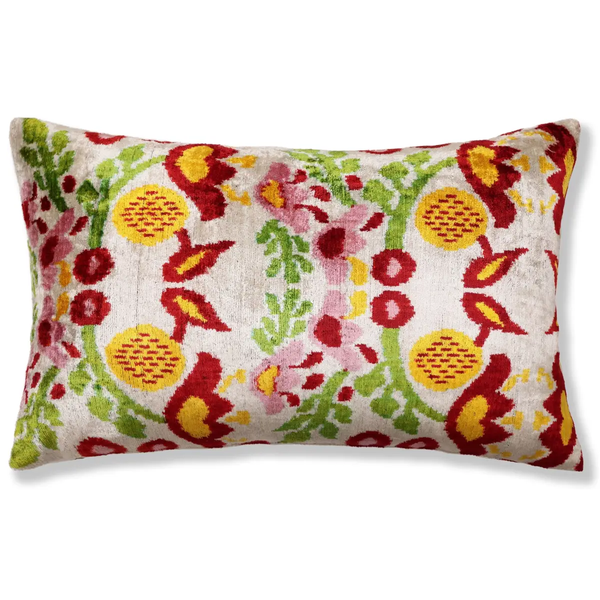 Luxury Floral Silk Velvet Lumbar Pillow 16x24 | Handmade & Vegetable Dyed - Canvello