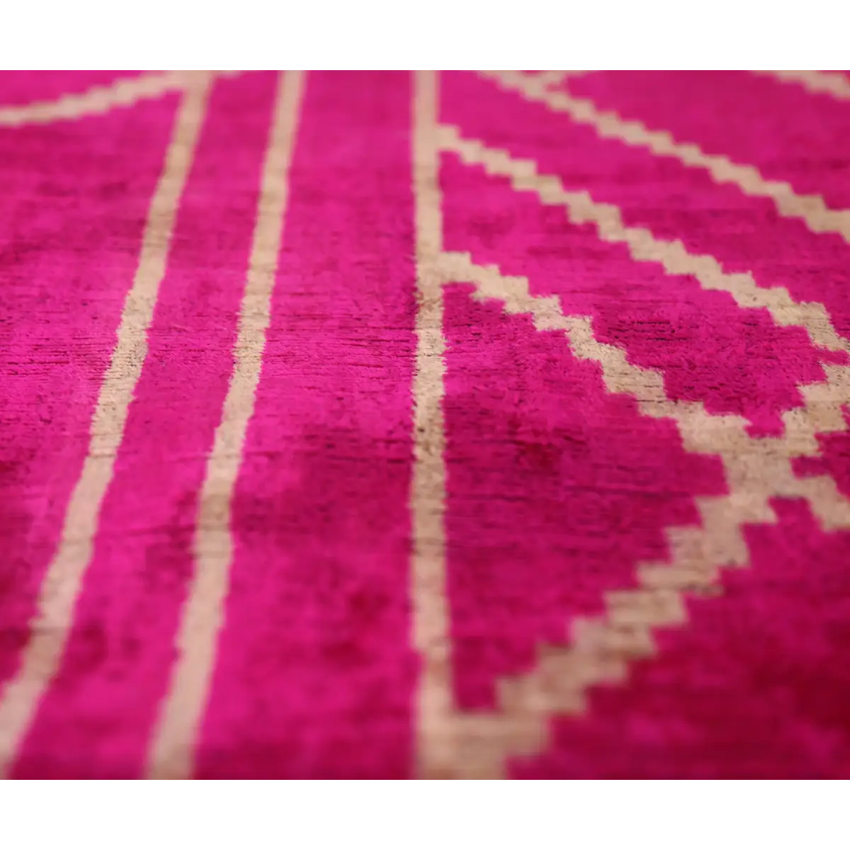 Luxury Fuchsia Pink Silk Velvet Throw Pillow 16x24 – Handmade Geometric Lumbar Cushion - Canvello