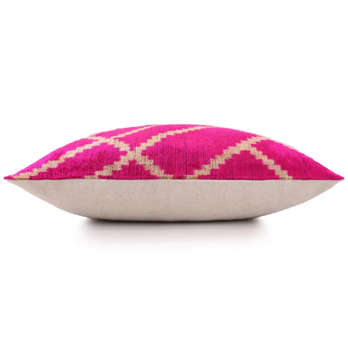 Luxury Fuchsia Pink Silk Velvet Throw Pillow 16x24 – Handmade Geometric Lumbar Cushion - Canvello