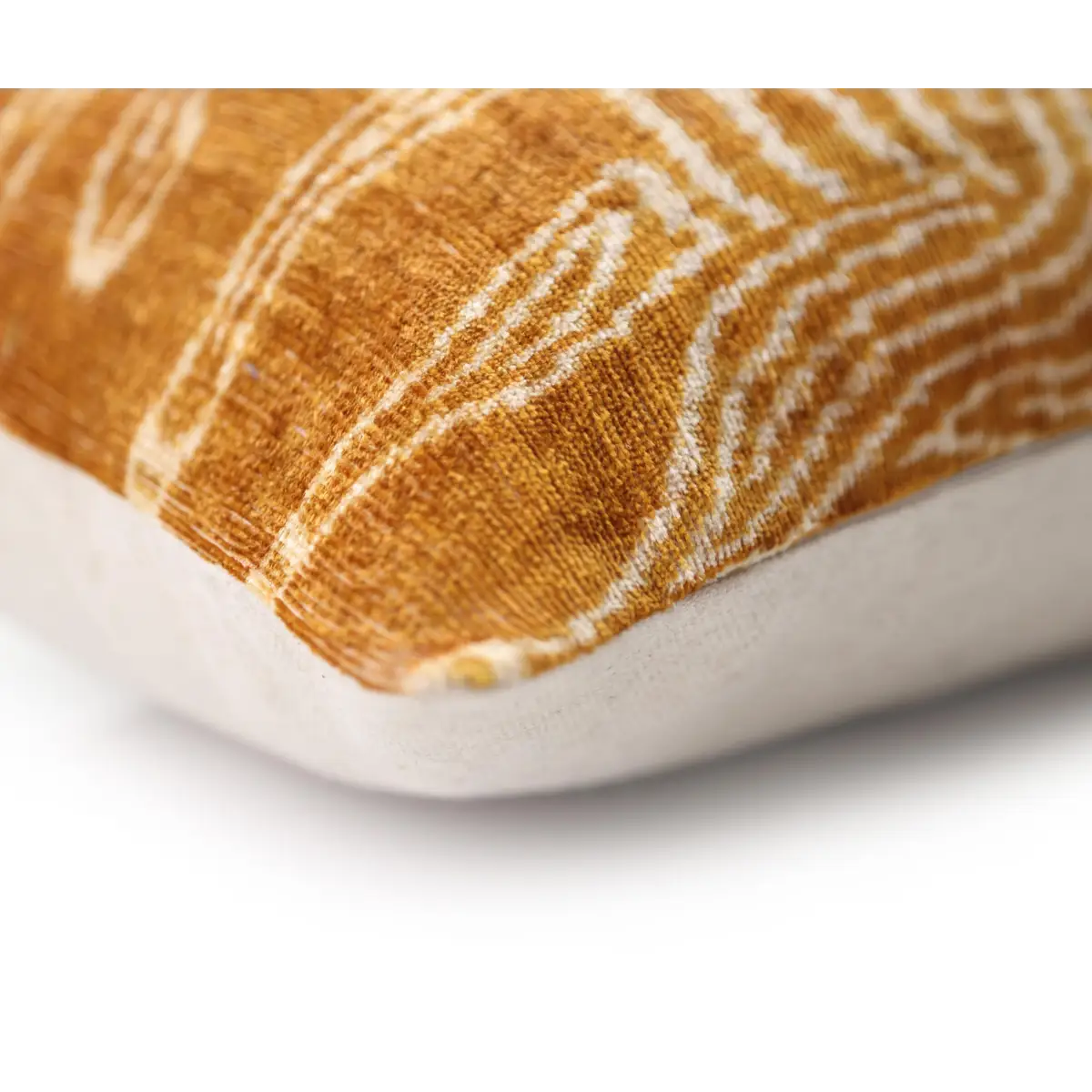 Luxury Golden Yellow Ikat Silk Velvet Throw Pillow 16x24 – Handmade Lumbar - Canvello