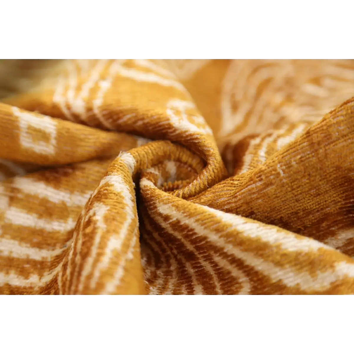 Luxury Golden Yellow Ikat Silk Velvet Throw Pillow 16x24 – Handmade Lumbar - Canvello